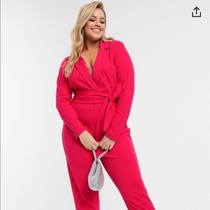 ASOS Curve plunge tux jumpsuit in scuba crepe Sz20